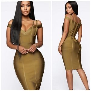 Fashion nova olive green bandage dress.